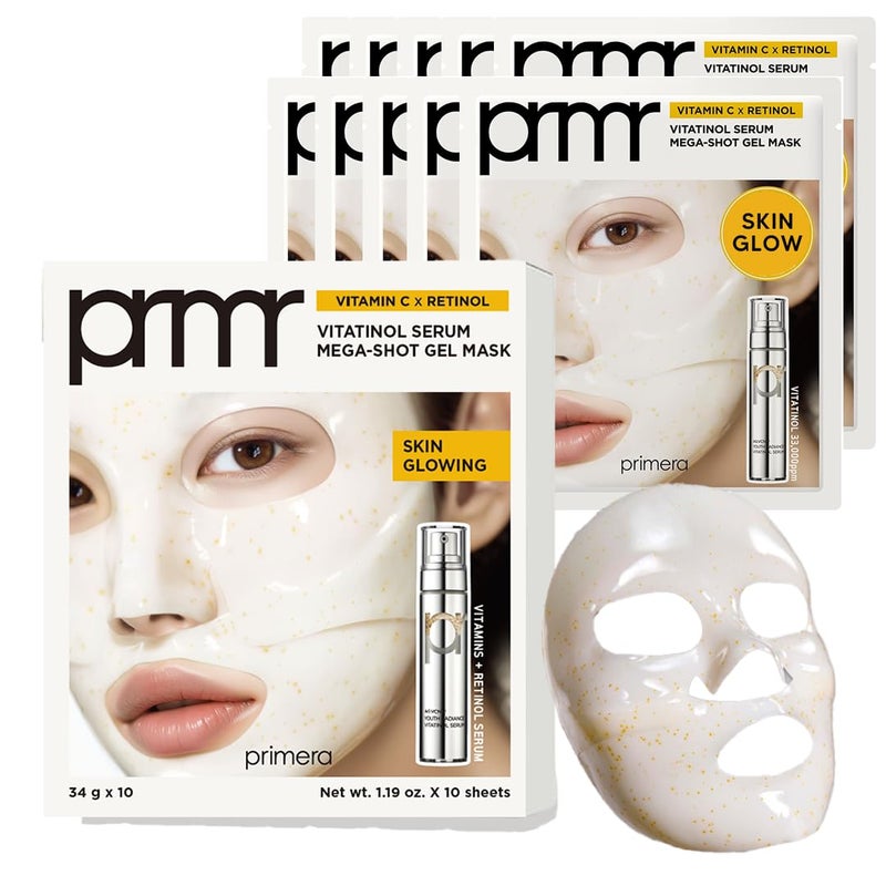 PRIMERA PRMR Vitatinol Serum Gel Mask Overnight Melting Masks for Collagen Synthesis with Vitamin C Retinol Masks for face Hydrating Hydrogel Maskset 34g x 10EA - Image 1