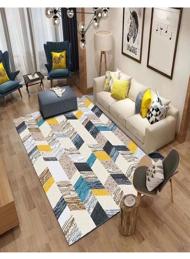 fashionhome سجادة أرضية مطبوعة لاصقة قابلة للغسل بتصميم جديد، 230 × 160 سم، مستطيلة - Image 1