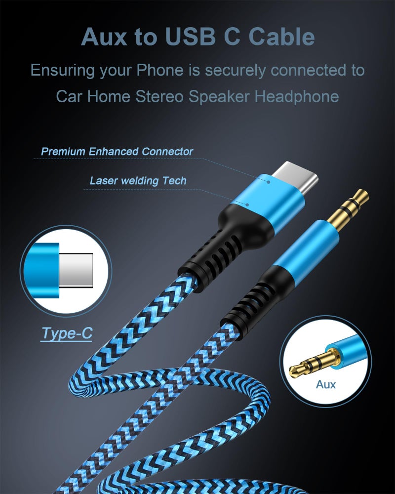 Haoano Aux Cord to USB C, [2Pack/3.3ft] USB C to 3.5mm Audio Aux Jack Cable, Type C to AUX Headphone Jack Male Cable for Car/Home Stereo Speaker for iPhone 17 16 15 Pro Max Plus Galaxy S25 S24Ultra Pixel - Image 3