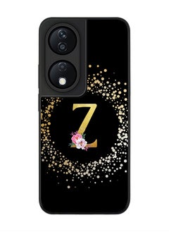 Stylizedd Rugged Black Edge Case for Honor X7b, Slim fit Case Thin Cover -  Custom Monogram Initial Letter Floral Pattern Alphabet - Z ( Black )  - Image 1
