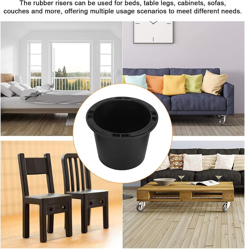 4PCS Bed Risers Rubber Heavy Duty Furniture Riser Blocks, Chair Leg Lifts for Bed Desk Cabinet Sofa Couch, Sturdy Non Slip Support with Increased Storage Space (Style 1) - Image 2