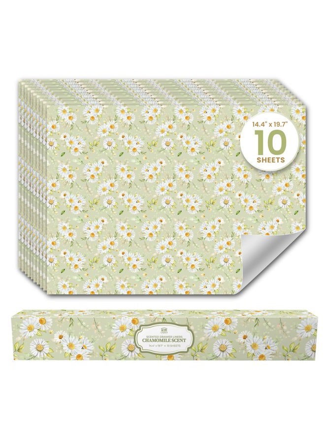 Linda's Essentials Chamomile Scented Drawer Liners for Dresser Drawers (10 Large Sheets, 19.7" x 14.4") - Non Adhesive Drawer Paper Liner for Bedroom Dresser & Closet Shelves by Linda's Essentials - Image 1