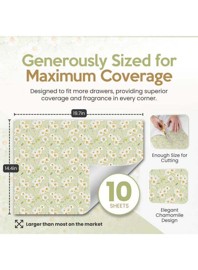 Linda's Essentials Chamomile Scented Drawer Liners for Dresser Drawers (10 Large Sheets, 19.7" x 14.4") - Non Adhesive Drawer Paper Liner for Bedroom Dresser & Closet Shelves by Linda's Essentials - Image 3
