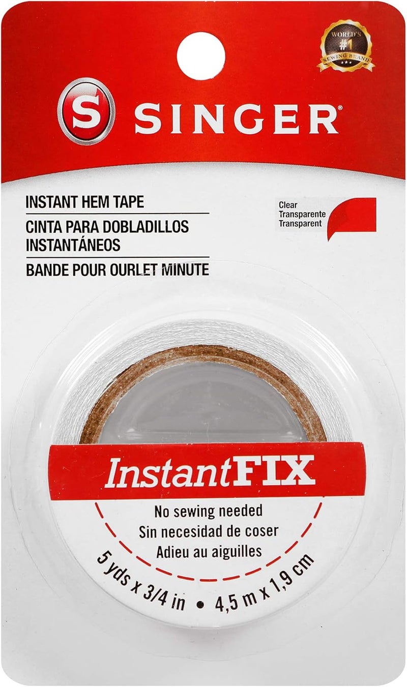 SINGER Instant Fix Hem Tape, Clear Double-Sided Adhesive, 3/4-Inch by 5-Yards - Image 1