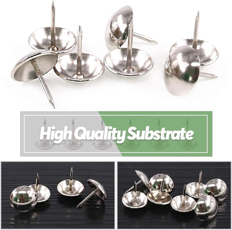 Keadic 200Pcs 3/4" (19mm) Antique Upholstery Tacks Furniture Nails Pins Assortment Kit for Upholstered Furniture Cork Board or DIY Projects - Silver - Image 5