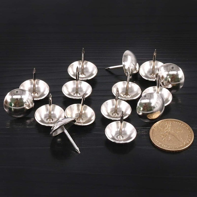 Keadic 200Pcs 3/4" (19mm) Antique Upholstery Tacks Furniture Nails Pins Assortment Kit for Upholstered Furniture Cork Board or DIY Projects - Silver - Image 3