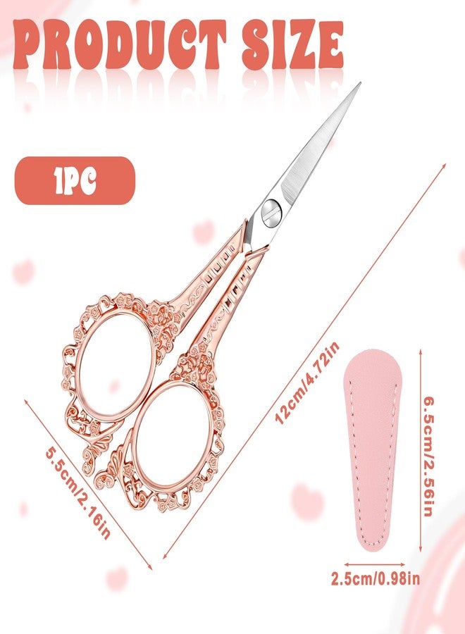 Psiriol Professional Grooming Mini Scissor, Eyebrow Scissors for Women, Stainless Steel Nose Hair Trimming Scissors for Facial Hair, Eyebrows, Beard, Ear, Nose, Moustache (Gold Pink, Patterned) - Image 2
