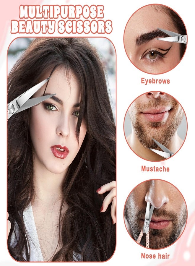 Psiriol Professional Grooming Mini Scissor, Eyebrow Scissors for Women, Stainless Steel Nose Hair Trimming Scissors for Facial Hair, Eyebrows, Beard, Ear, Nose, Moustache (Gold Pink, Patterned) - Image 4
