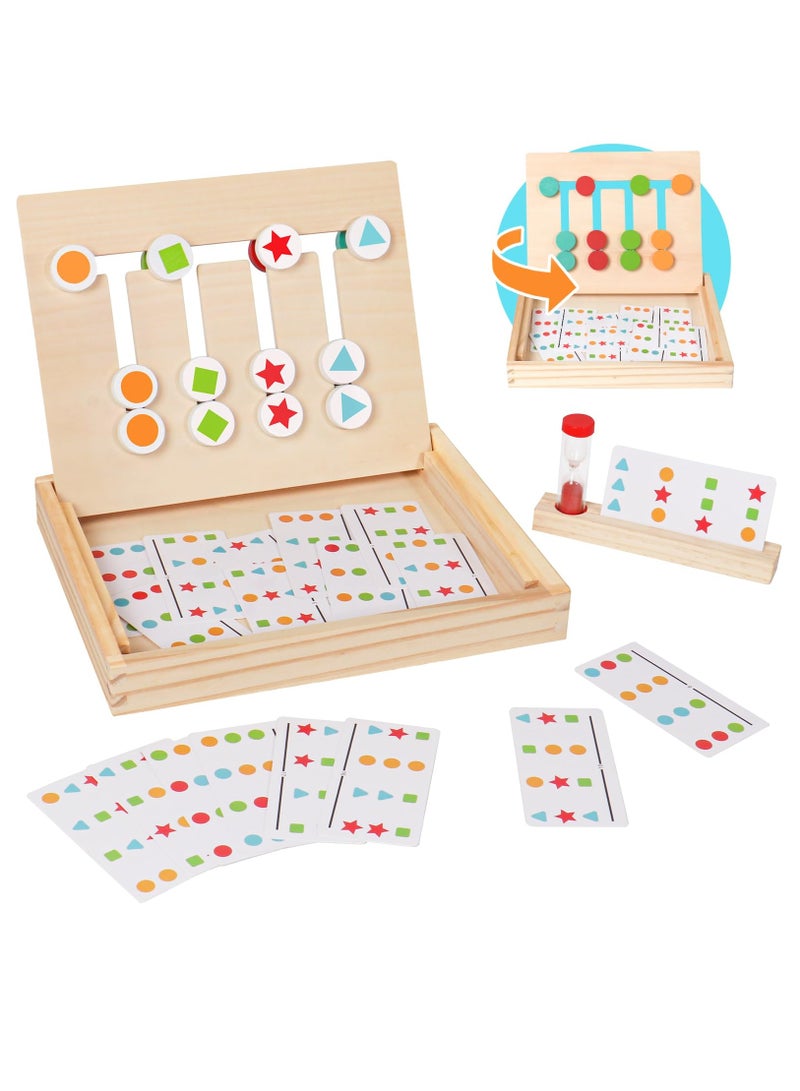 Excefore Wooden Montessori Sorting Toys for 3 4 5 6 Year Olds Girls Boys Stacking Toys Logic Puzzles Toddler Board Games for Kids with Sand Timer Wooden Toy 3 4 5 6 Year Old Girl Boy Gifts - Image 1