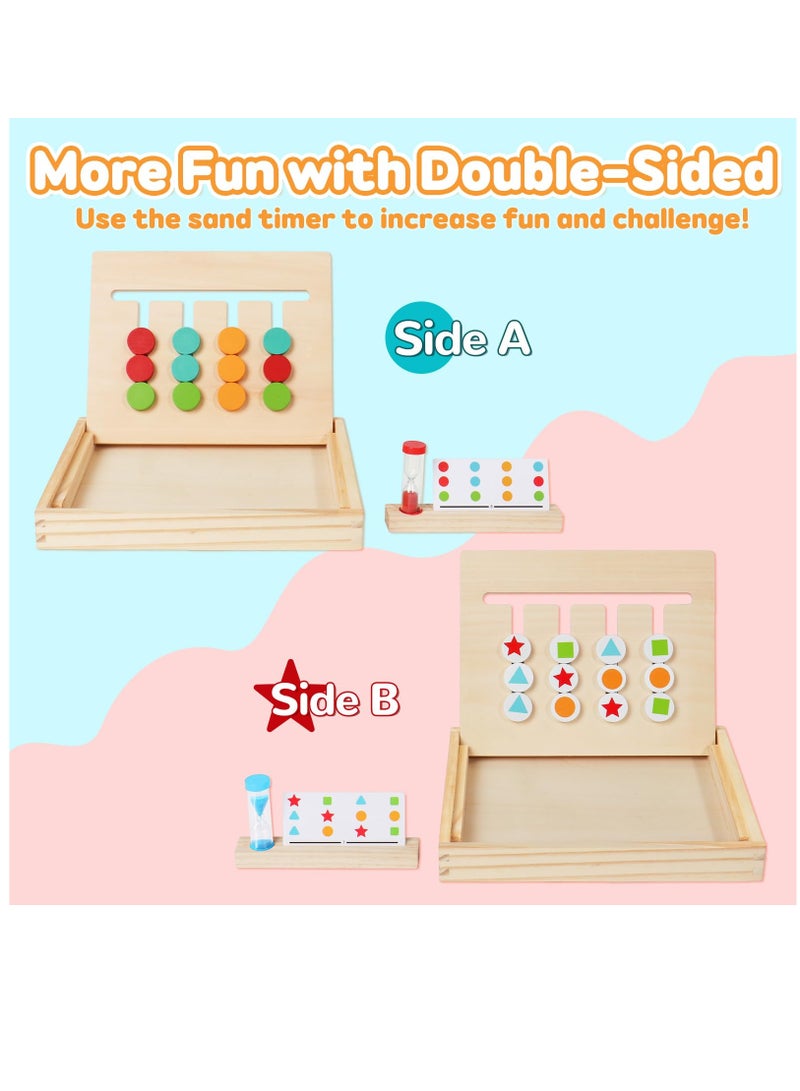 Excefore Wooden Montessori Sorting Toys for 3 4 5 6 Year Olds Girls Boys Stacking Toys Logic Puzzles Toddler Board Games for Kids with Sand Timer Wooden Toy 3 4 5 6 Year Old Girl Boy Gifts - Image 3