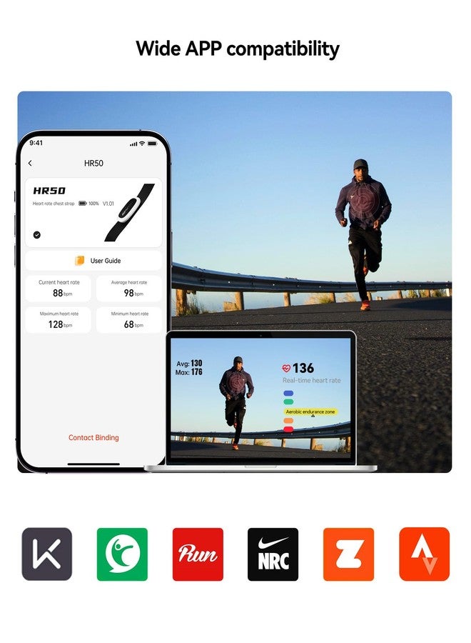 iGPSPORT HR50 Cycling Sensor Chest Strap, IPX7 Waterproof Bluetooth ANT+ for Cycling Running Jogging Yoga Fitness (Chest Strap) - Image 5
