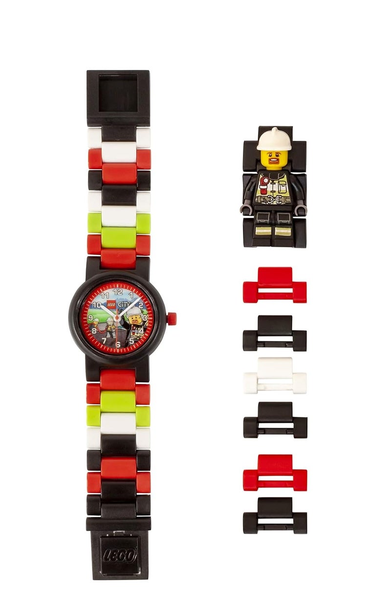 LEGO Kid's Analog Watch Set Minifigure Link City Fire Fighter 802159 - Image 1