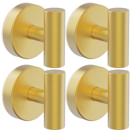 Bntuk Suction Cup Hooks Shower Hooks for Inside Shower Removable Towel Hooks for Bathroom Window Glass Mirror Tile Bath Robe Looafh Hook for Hanging Waterproof Rustproof Gold4 Pack - Image 1
