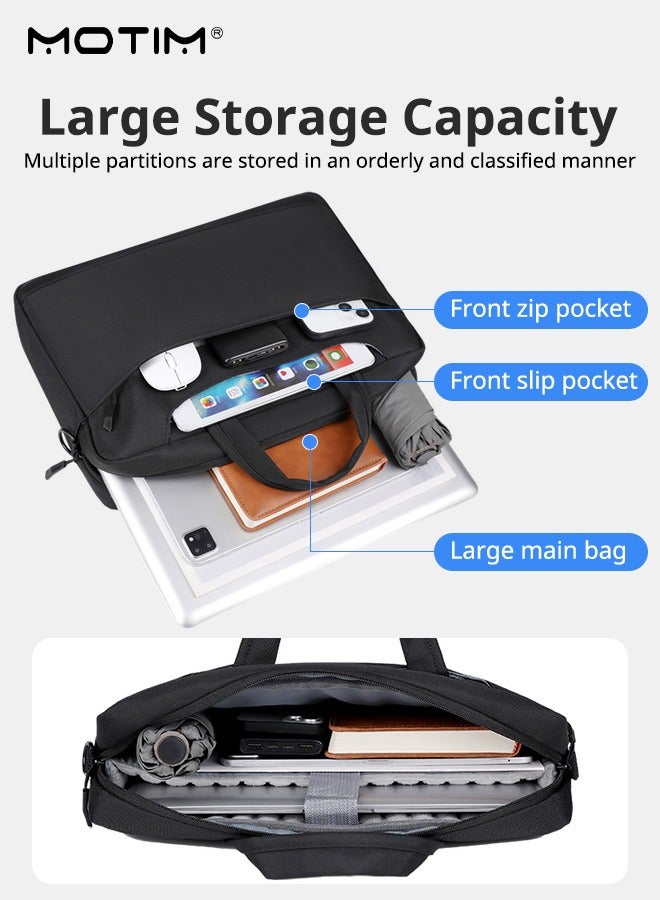 Motim 15.6-16 Inch Laptop Bag Case, Waterproof Computer Bag Laptop Sleeve with Airbag, Business Handbag Briefcase,  Large Capacity, Multiple Inner Pockets, Compatible with 15.6-16" Laptop Dell Inspiron 15.6, HP Pavilion 15.6 and so on - Image 4