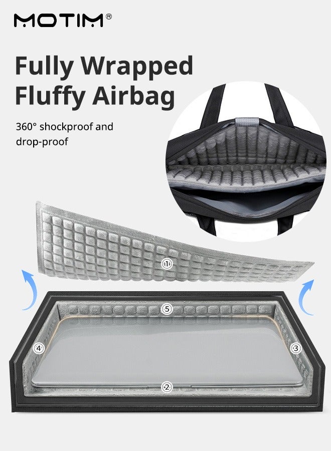 Motim 15.6-16 Inch Laptop Bag Case, Waterproof Computer Bag Laptop Sleeve with Airbag, Business Handbag Briefcase,  Large Capacity, Multiple Inner Pockets, Compatible with 15.6-16" Laptop Dell Inspiron 15.6, HP Pavilion 15.6 and so on - Image 3