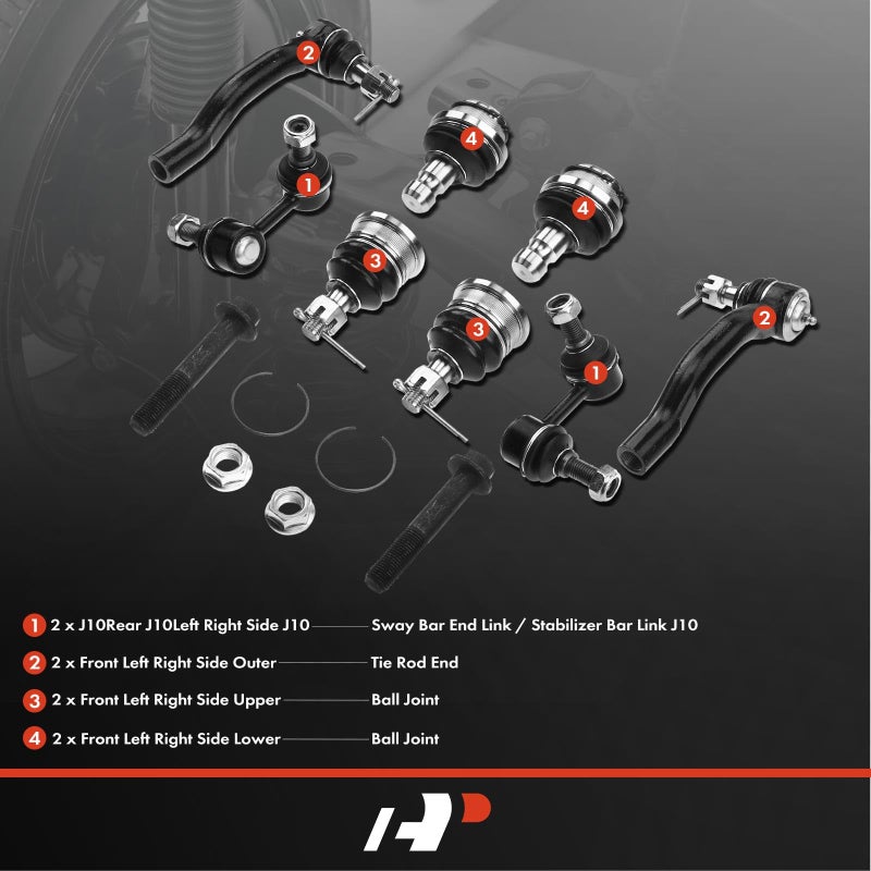 A-Premium 8Pcs Suspension Kit, Rear Sway Bar Link & Front Upper Lower Ball Joint Outer Tie Rod End, Compatible with Nissan Pathfinder 2005-2012 - Image 2