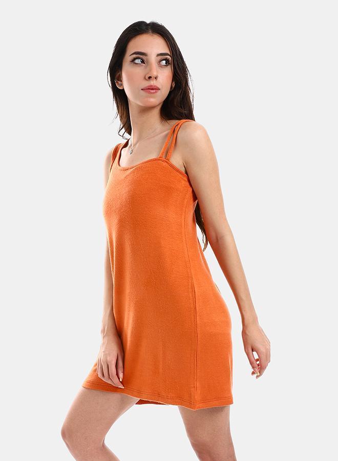 Kady Womens Solid 2 Types Of Sleeves Short Sleepshirt, Orange, XXL - Image 2