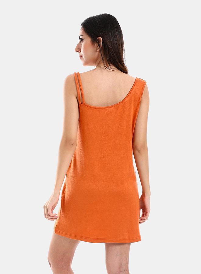 Kady Womens Solid 2 Types Of Sleeves Short Sleepshirt, Orange, XXL - Image 3
