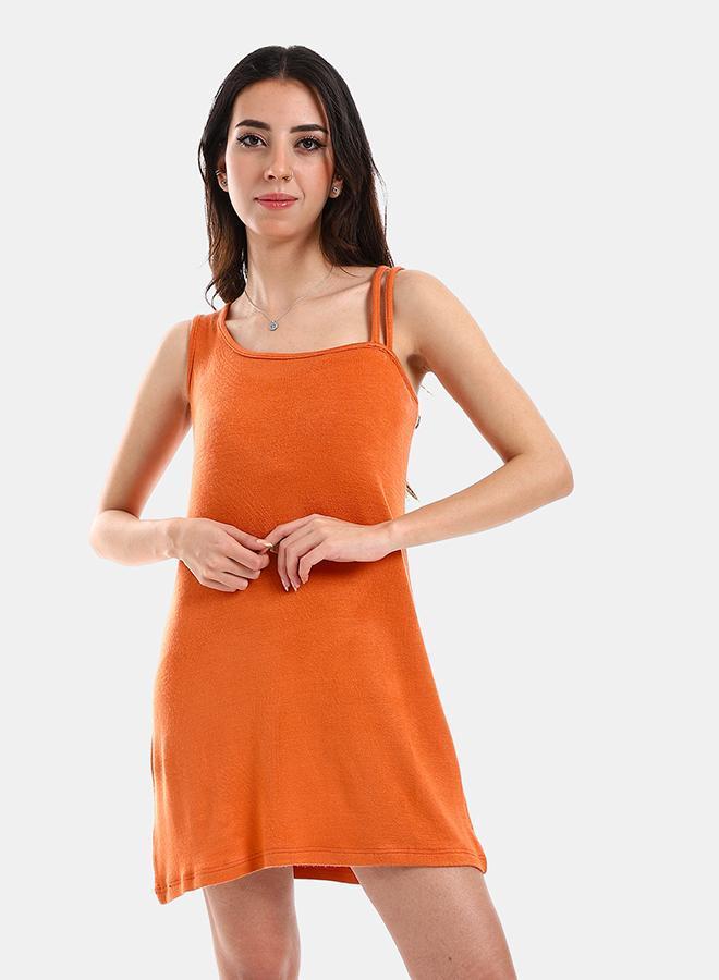 Kady Womens Solid 2 Types Of Sleeves Short Sleepshirt, Orange, XXL - Image 1