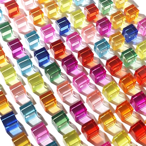 Dinhon 100 Pcs Acrylic Blocks for Toddler 10 Colors Rainbow Gem Blocks 25x25cm Crystal Cubes Stacking Rainbow Toy for Kids 15 Years Old Light Table Blocks Bulk Birthday Gift - Image 5