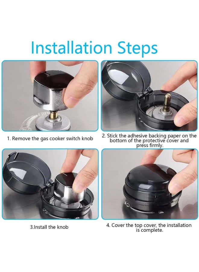 Bukela Gas Stove Knob Safety Covers, 6Pcs Child Proof Stove Covers, Non-Universal Baby Proof Oven knobs Locks for Only Height Under 1.65"（Black） - Image 5