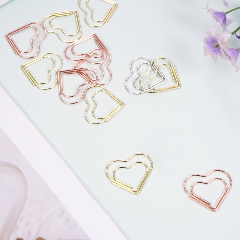 50pcs Paper Clips Rose Gold Heart Paper Clips Small and Cute Love Shaped Paperclips for DIY Craft Scrapbooking Wedding Decoration Document Note Sorting Organizing for School Office Kids Supplies - Image 3