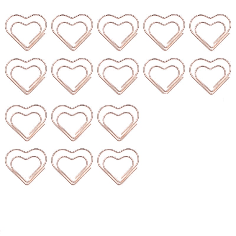 50pcs Paper Clips Rose Gold Heart Paper Clips Small and Cute Love Shaped Paperclips for DIY Craft Scrapbooking Wedding Decoration Document Note Sorting Organizing for School Office Kids Supplies - Image 1