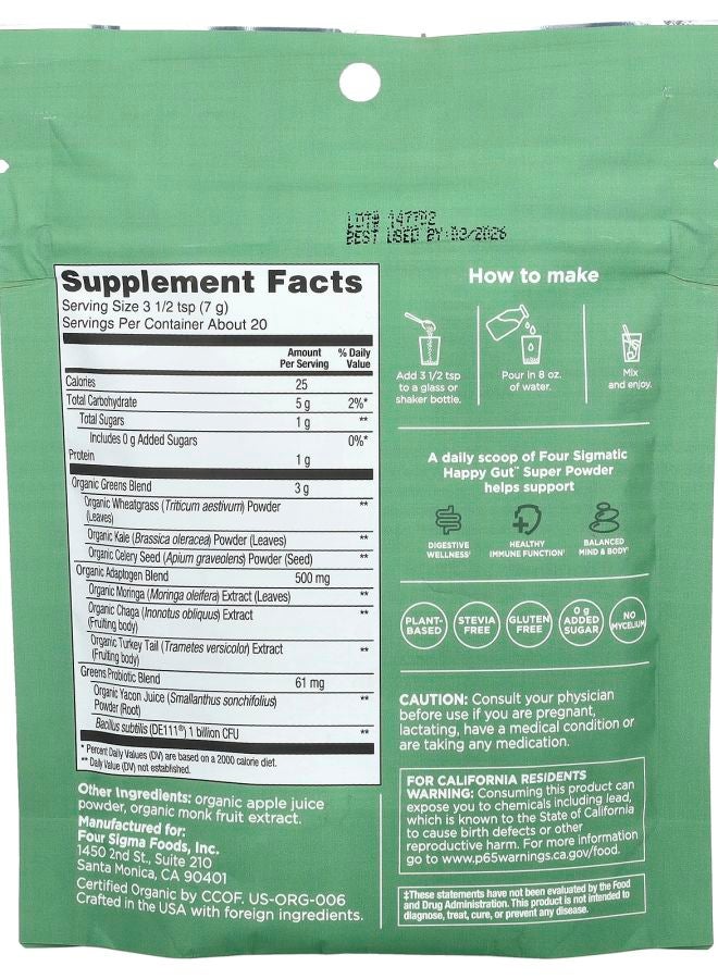 Four Sigmatic Happy Gut Organic Super Powder with Probiotics & Turkey Tail Mushroom Apple Celery 4.94 oz (140 g) - Image 2