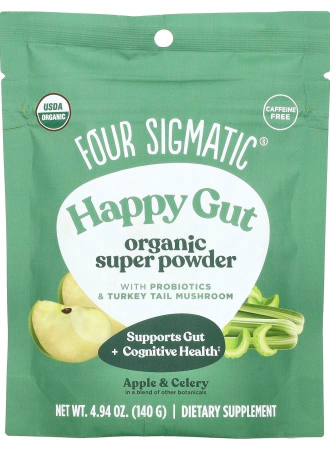 Four Sigmatic Happy Gut Organic Super Powder with Probiotics & Turkey Tail Mushroom Apple Celery 4.94 oz (140 g) - Image 1