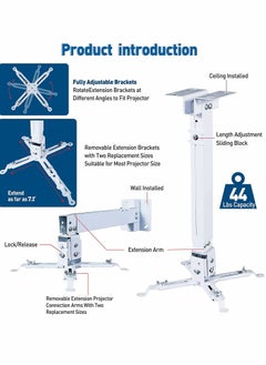 Generic Projector Ceiling Mount, Universal Projector Mount 3 Modes +-15° Tilt - 360° Rotatable - up to 15Kg for LCD DLP Projector  - Image 4