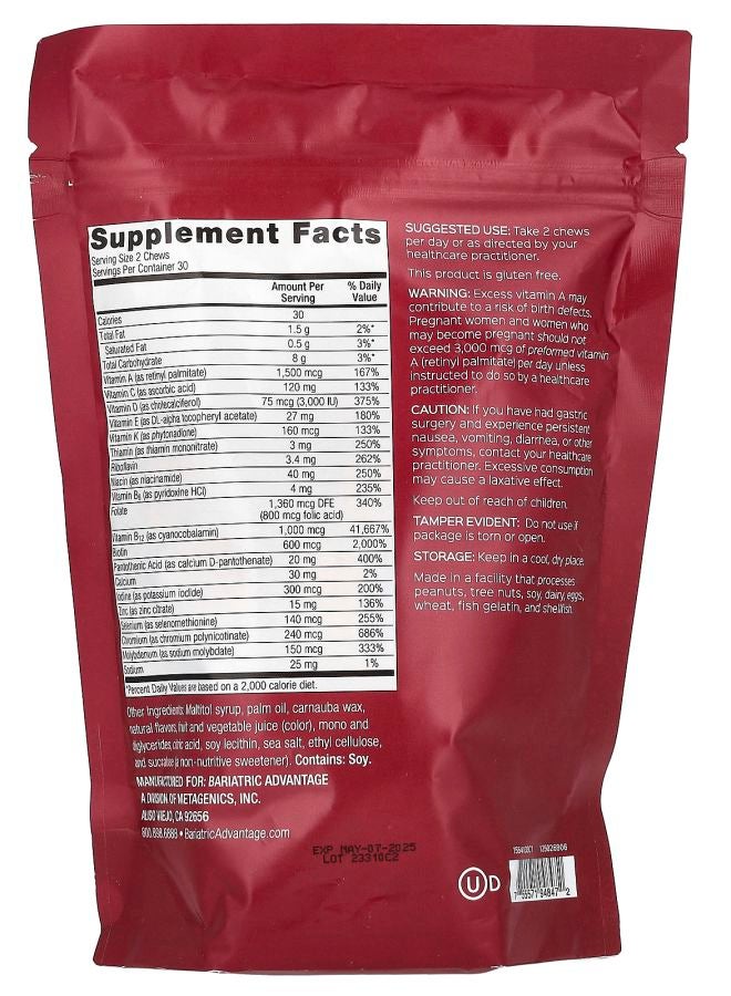 Bariatric Advantage Multi Chewy Bite Tropical Orange 60 Soft Chews - Image 2