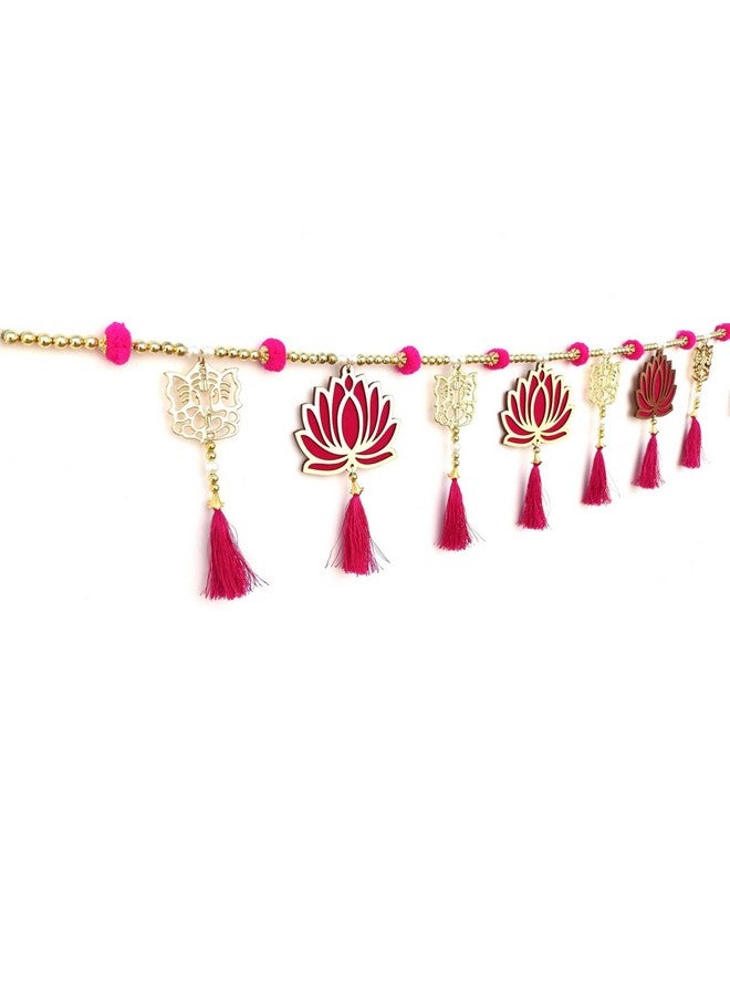 CREYENTES Handcrafted Lotus Toran Latkan With White Pearl And Tessel | For Diwali, New Year And All Festival | Home Decoration, Room Decor (Lotus Toran, 39 Inch) - Image 1