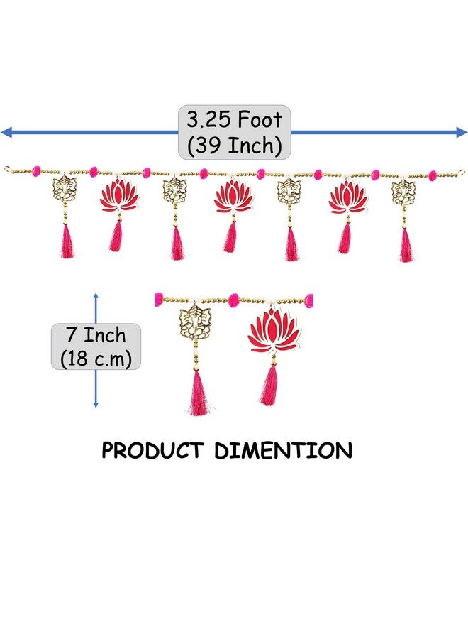CREYENTES Handcrafted Lotus Toran Latkan With White Pearl And Tessel | For Diwali, New Year And All Festival | Home Decoration, Room Decor (Lotus Toran, 39 Inch) - Image 2