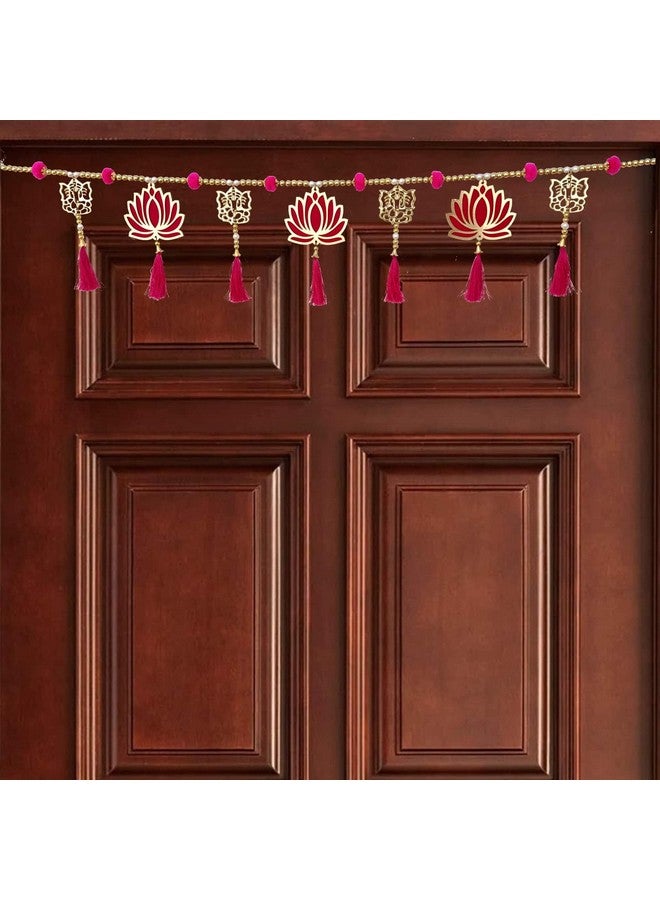 CREYENTES Handcrafted Lotus Toran Latkan With White Pearl And Tessel | For Diwali, New Year And All Festival | Home Decoration, Room Decor (Lotus Toran, 39 Inch) - Image 3
