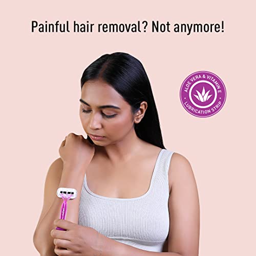 Sirona Razor for Women, Hair Remover for Women, Body Razor for Women, Women Razor, with Aloe Boost for Smooth Arms, Legs, Underarms & Bikini Line, 4-Blade Shaving Razor Women - Reusable (Pack of 2) - Image 3