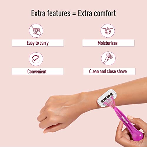 Sirona Razor for Women, Hair Remover for Women, Body Razor for Women, Women Razor, with Aloe Boost for Smooth Arms, Legs, Underarms & Bikini Line, 4-Blade Shaving Razor Women - Reusable (Pack of 2) - Image 5