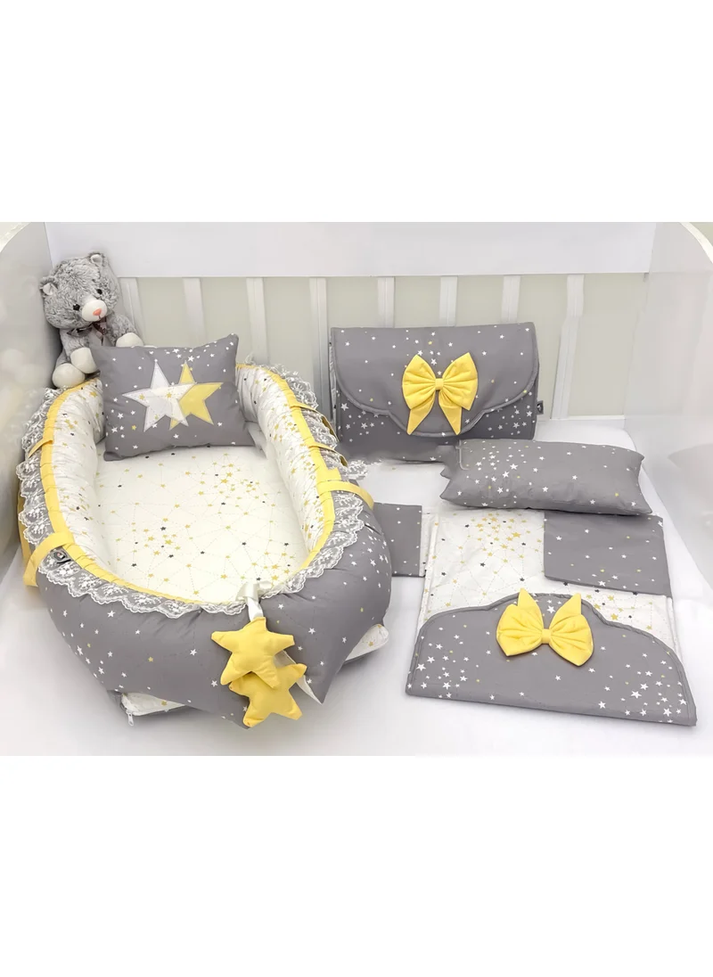 Ebabynest Samanyolu Series Gray Yellow Babynest Set with Opening Bottom