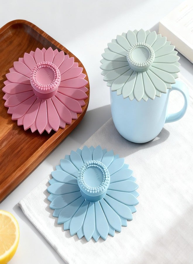 Septe 3 Pcs Multicolored Sunflower Silicone Cup Lids - Image 3