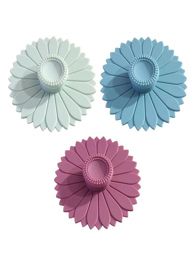 Septe 3 Pcs Multicolored Sunflower Silicone Cup Lids - Image 1