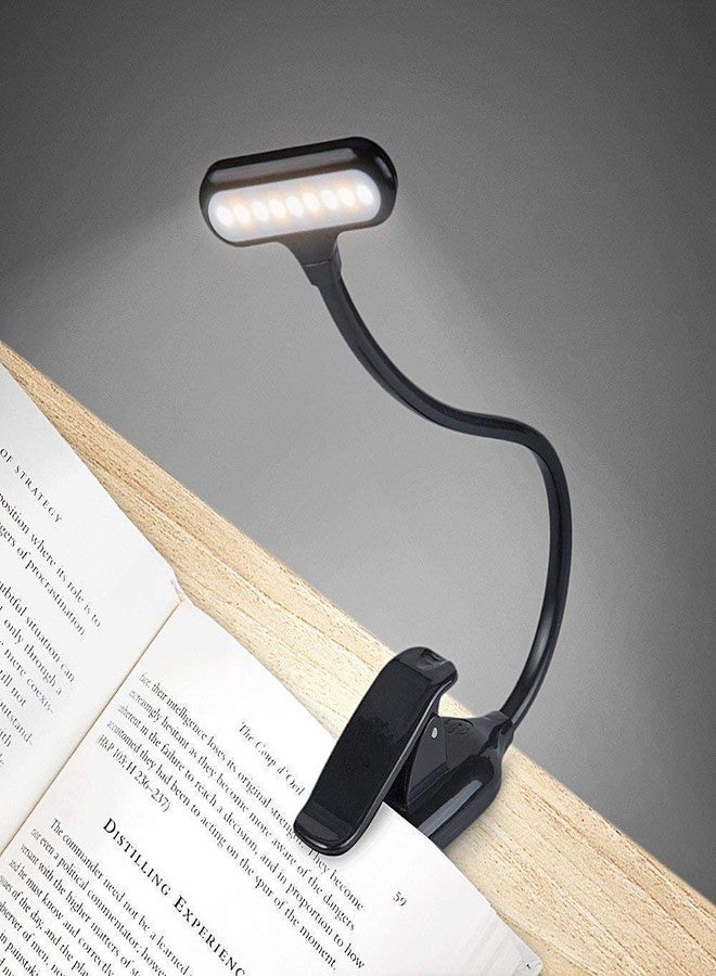 ORIGINAL MART Plastic Book Lights Adjustable Reading Lamp Flexible Arm Lightweight Eye-Care Night Reading Clip On Bed Light Perfect For Bookworms & Kids, Black - Image 1