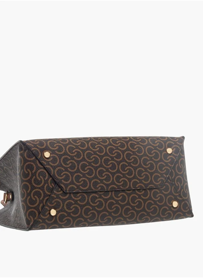 سيليست Womens Monogram Print Tote Bag With Adjustable Strap And Zip Closure