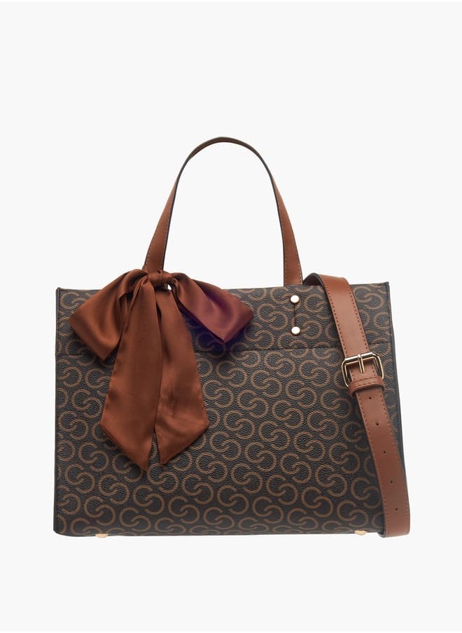 Celeste Womens Monogram Print Tote Bag With Adjustable Strap And Zip Closure  - Image 2