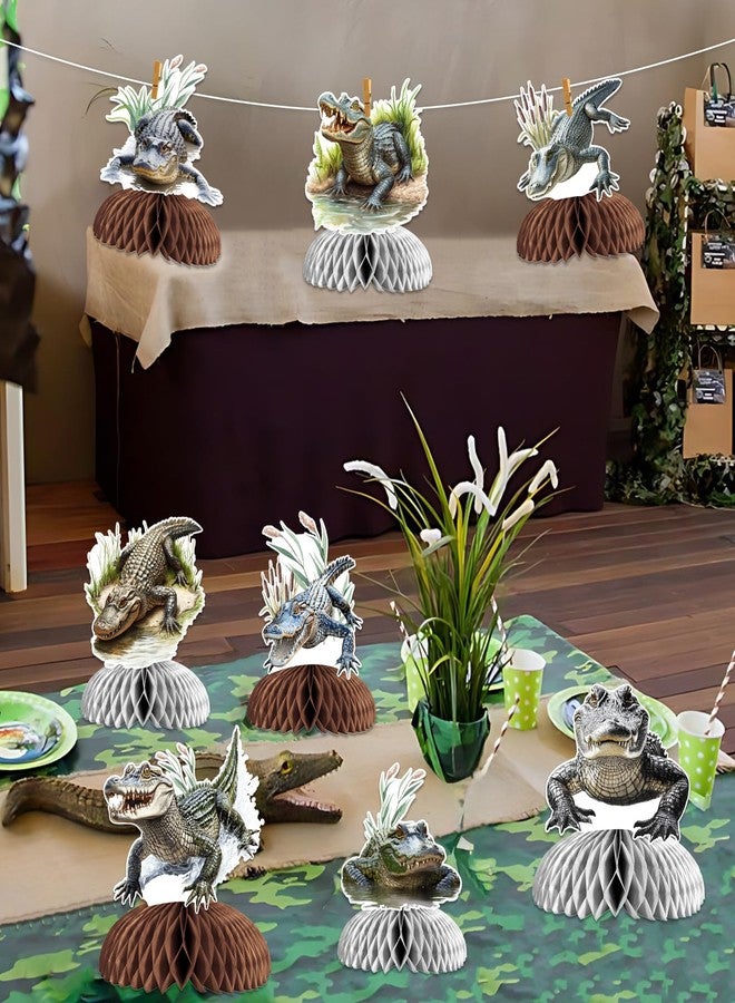 Blisstock Alligator Birthday Party Decorations 8pcs Crocodile Honeycomb Centerpiece Alligator Theme Double-Sided Table Decorations for Boys Green Jungle Reptile Themed Birthday Baby Shower Party Supplies - Image 5