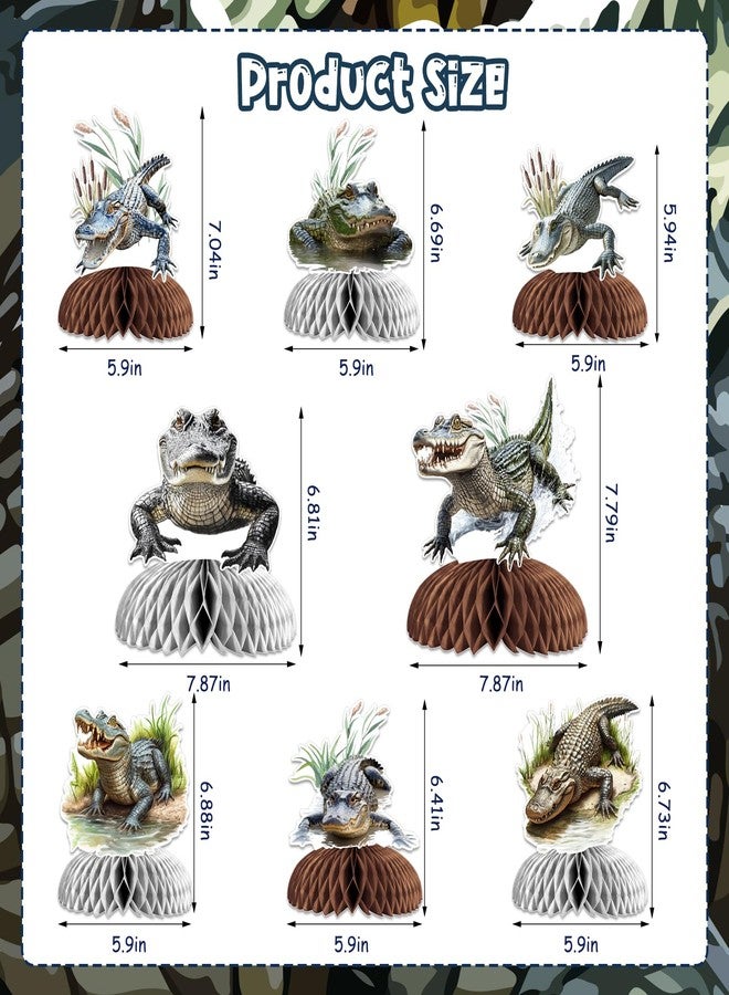 Blisstock Alligator Birthday Party Decorations 8pcs Crocodile Honeycomb Centerpiece Alligator Theme Double-Sided Table Decorations for Boys Green Jungle Reptile Themed Birthday Baby Shower Party Supplies - Image 4