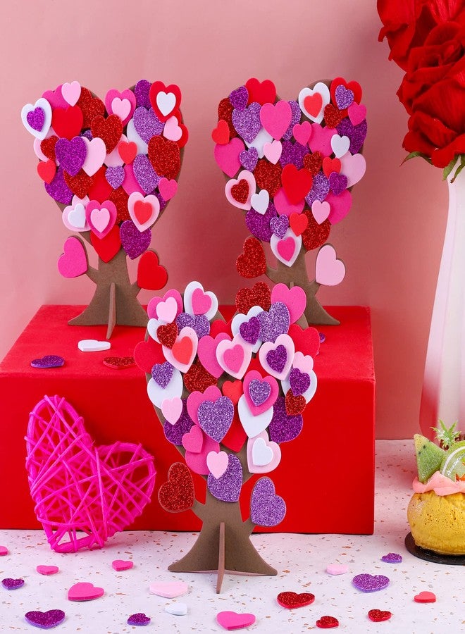 Fovths 362 Pieces Love Heart Tree Foam Stickers Craft Set 12 Pieces Heart Tree and 350 Pieces Valentine's Day Self-Adhesive Foam Heart for Valentine's Day Wedding Mother's Day Home Decor - Image 5