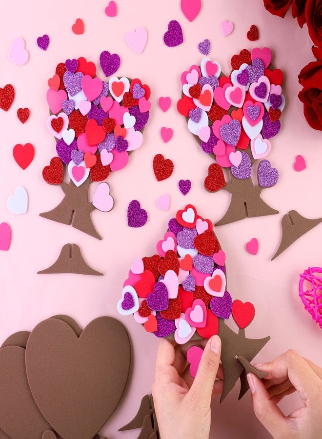 Fovths 362 Pieces Love Heart Tree Foam Stickers Craft Set 12 Pieces Heart Tree and 350 Pieces Valentine's Day Self-Adhesive Foam Heart for Valentine's Day Wedding Mother's Day Home Decor - Image 4