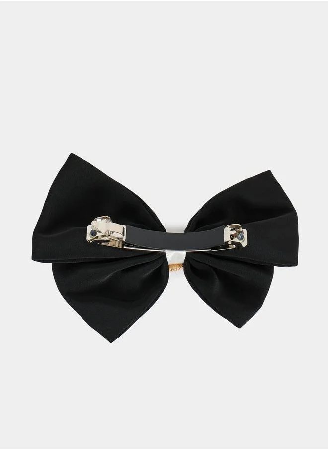 Styli Embellished Pearl Bow Hair Clip