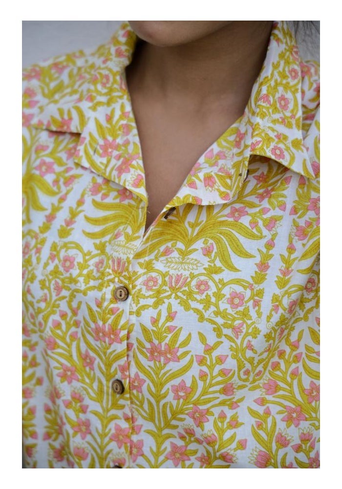 Label Flavia Yellow Floral Print Casual Shirt for Women - Image 2