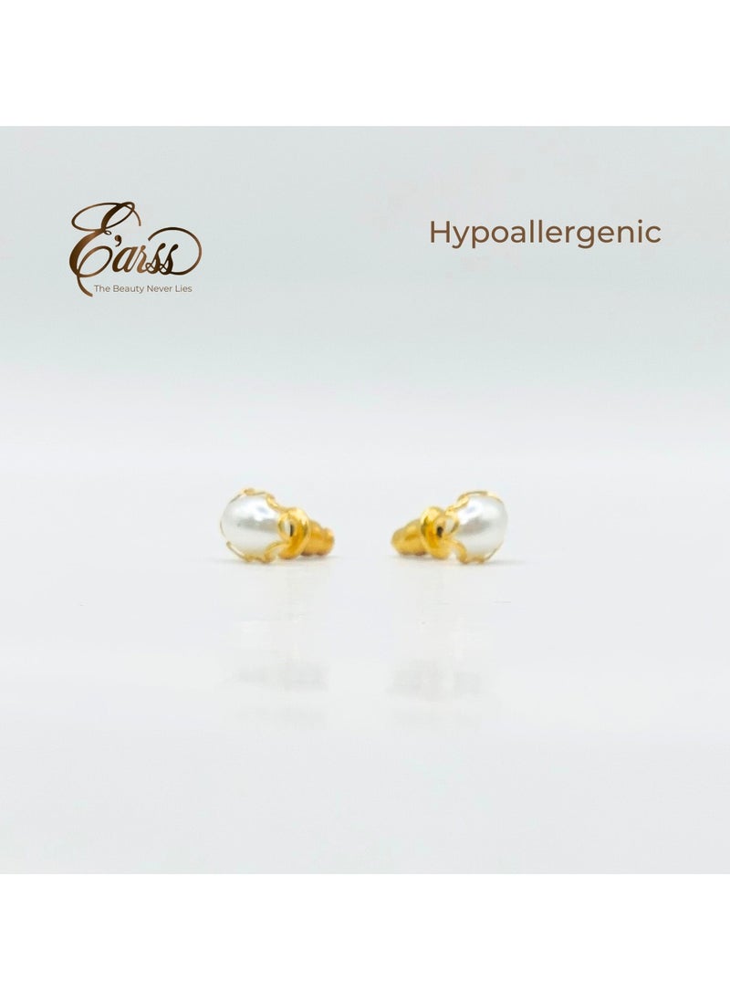 Earss Setting Pearl Gold Earring | Stainless Steel | 18K Gold Plated  - Image 3
