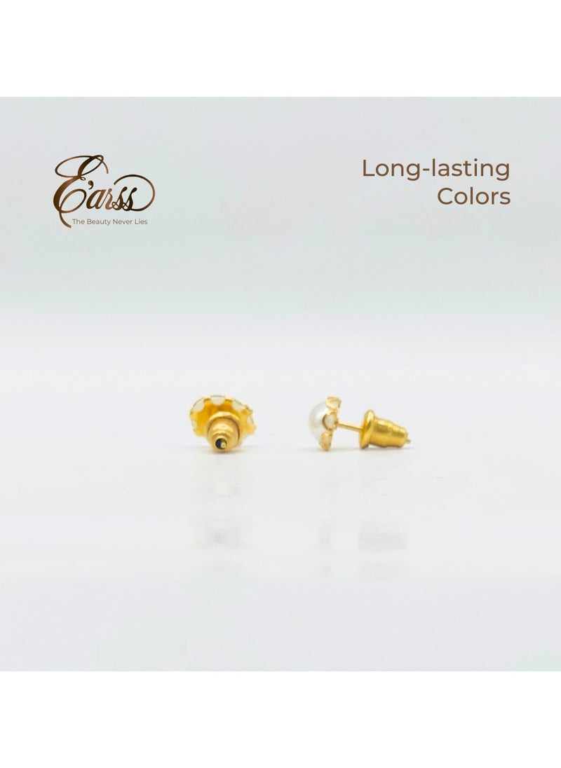 Earss Setting Pearl Gold Earring | Stainless Steel | 18K Gold Plated  - Image 4